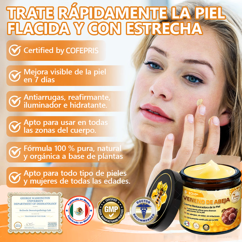 Hecho y enviado desde México🎉Crema restauradora de piel con veneno de abeja EQVP® ⏰ ÚLTIMO DÍA 80% DE DESCUENTO